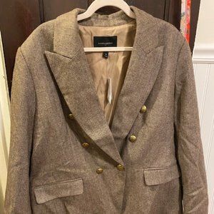 Brown Herringbone Wool Banana Republic Women's Blazer, Size 18, New Jacket